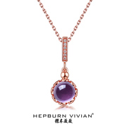 日系精工高品质天然紫水晶吊坠，天然宝石项链s925纯银厚镀真金珠宝