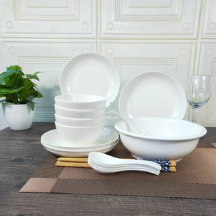 纯白色碗碟套装家用 2人 情侣碗筷盘子瓷组合 一二人食餐具4/6人
