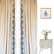 欧式窗帘轻奢美式米色，丝绒意大利绒客厅大气，卧室阳台飘窗高端定制