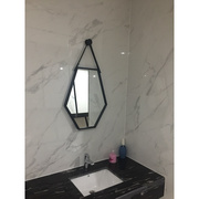 北欧浴室镜卫生间镜子壁挂，洗手间化妆六边菱形包边装饰创意挂镜