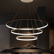led餐厅吊灯后现代简约小圆环，三头家用创意，个性饭厅极简客厅灯。