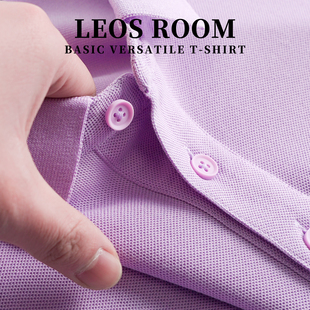 紫色男士高端纯色polo衫，短袖t恤男装夏季上衣服翻领潮流韩版