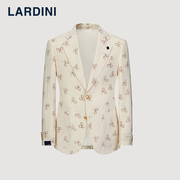 lardini意大利进口棉麻趣味印花单西服(单西服)男四季商务休闲西薄外套