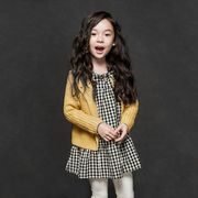 韩版秋冬款童装儿童女童，磨毛格子长袖，百搭打底黑白格子连衣裙