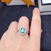 经典设计18k金镶嵌配钻石天然哥伦比亚祖母绿戒指结婚订婚女戒