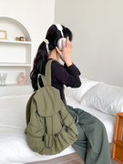 韩国小众设计背包女2023休闲旅行轻便尼龙，布抽绳大容量双肩包