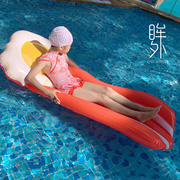 网红水上浮床漂浮垫充气表情，浮排游泳床，躺椅浮垫泳池浮床海上玩具