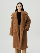 冬季宽松中长款廓形大翻领，保暖泰迪熊大衣外套5400541
