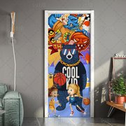 篮球场门贴儿童培训班厨窗卡通衣柜翻新贴纸电梯贴自粘贴画手绘