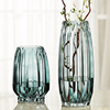 简约竖棱玻璃花瓶创意，彩色透明百合花器客厅大号，水养插花花瓶摆件