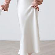 醋酸缎面半身裙女2023高级感夏季高腰，垂感长裙修身包臀鱼尾裙