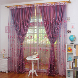 美容院隔断帘两层一起蕾丝，纱紫色遮光布装饰(布，装饰)门帘窗帘美容店专用