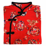 棉袄片半成品偏襟中式盘扣手工棉衣片对襟扣子斜襟复古中国风红色