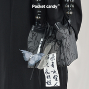 竹林轻语系列水桶包口袋糖原创小众新中式水墨风丝带手提包包