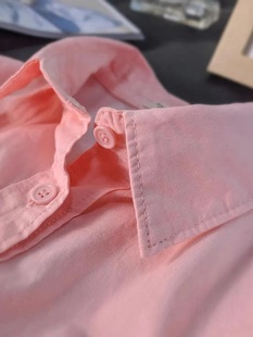 轻奢高级感粉色纯棉衬衫，女秋冬款内搭叠穿宽松洋气上衣打底衬衣潮