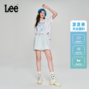 Lee商场同款天丝面料凉凉裤冰蓝色女款牛仔短裤潮流LWB005157201