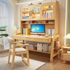 实木书桌书架书柜组合简约电脑桌儿童，学习桌家用卧室办公写字桌子