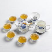 陶瓷功夫茶具套装茶杯茶壶整套紫砂，手绘青瓷青花玲珑汝窑白瓷