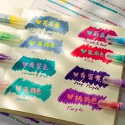 韩酷叠色双头荧光标记笔，学生专用手帐莹光记号，笔彩色划重点手账笔