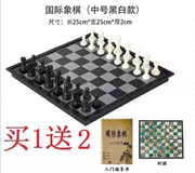 磁性国际象棋黑白色金银色(金银色，)可折叠棋牌，益智开发智力棋牌游戏玩具棋