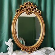 欧式古典椭圆形装饰镜浴室镜子欧式镜玄关镜卫生间壁挂大号挂镜