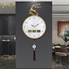 新中式黄铜挂钟客厅挂墙装饰钟表家用轻奢时尚时钟静音现代石英钟