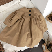 韩国童装森系复古范法式(范法式)气质女童风衣，外套儿童单排扣娃娃风衣外套