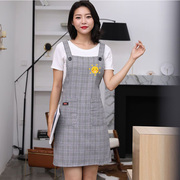 纯棉背带围裙夏季薄款舒适透气厨房，家用韩版罩衣女2021工作服
