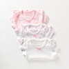 日系蜜桃粉夏装女童宝宝女孩，中小童半袖衫，纯棉镂空网眼短袖t恤