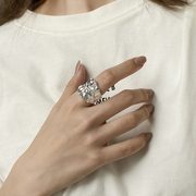 时尚个性女戒指s925纯银戒指法式异形，宽面戒指设计戒指潮简约指环