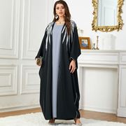阿拉伯宽松开衫长袍跨境外贸蝙蝠袖中东迪拜女装两件套宽松舒适裙