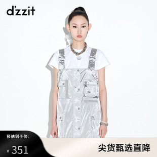 dzzit地素奥莱夏款银色，吊带设计感连衣裙女3d2o2221d