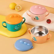 不锈钢碗餐具宝宝，双耳碗套装创意小学生汤碗，碗套装儿童