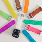 果冻拼色磨砂半透明硅胶，s7适用iwatch表带，se苹果s8手表applewatch