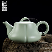 汝窑功夫茶具汝瓷套装过滤家用小单壶茶具开片可养陶瓷茶壶