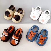 卡通动物男女宝宝羊皮鞋防滑学步鞋真皮防掉婴儿软底鞋0-3岁