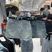 DINGLANXI 韩版时尚小众设计高腰显瘦防走光牛仔半身短裙女夏季潮
