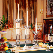 欧式水晶玻璃蜡烛台烛光晚餐，婚庆婚礼烛台道具，餐桌装饰烛台摆件