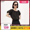 lily2023夏女装(夏女装)抗皱易打理(易打理)气质，通勤款时尚两穿领一字领雪纺衫