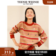 TeenieWeenie小熊奥莱春装毛针织衫女套头毛衣圆领复古学院风