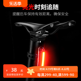 洛克兄弟 山地自行车骑行尾灯USB充电警示灯夜骑尾灯装备