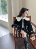 韩国版2023秋冬装女童小香风皮毛，一体外套儿童，宝宝洋气大翻领棉服