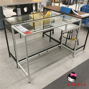 宜家维特索笔记本电脑，台式桌钢化玻璃书桌，家用办公简约电脑桌