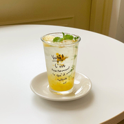 韩国ins风牛奶早餐杯大容量字母玻璃杯卡通图案咖啡杯果汁牛奶杯