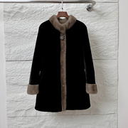 妈妈装冬季金貂绒保暖立领中长款气质大衣，加厚中老年皮草外套