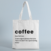 咖啡字母印花时尚帆布购物袋女士托特包原宿单肩包旅行手提包