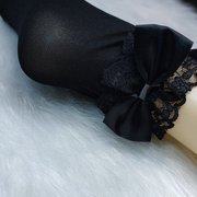 天鹅绒日本丝袜短薄款提花蕾丝，日系萝莉可爱条，纹波点小花黑丝袜夏