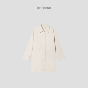 thesoong纯棉经典，廓形法式复古宽松中长款米色，风衣外套