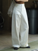白色裤子女春季阔腿裤韩版高腰宽松显瘦垂感直筒，休闲牛仔长裤