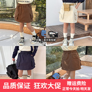 艾摩贝贝童裙女童斜纹棉布半身包臀裙子儿童韩版洋气口袋工装短裙